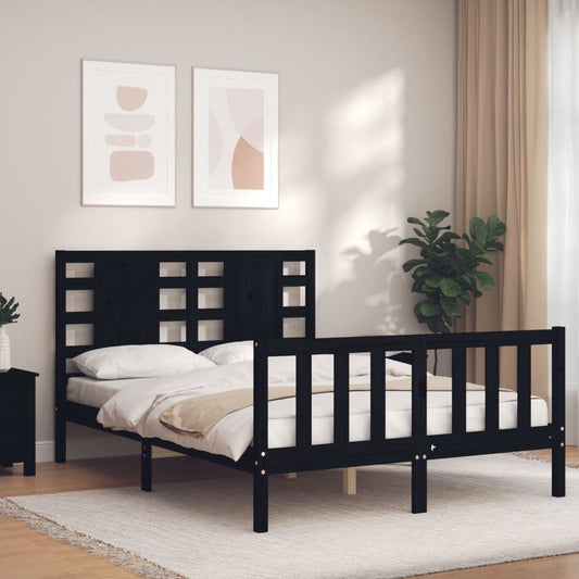 vidaXL Bed Frame without Mattress Black 140x200 cm Solid Wood Pine