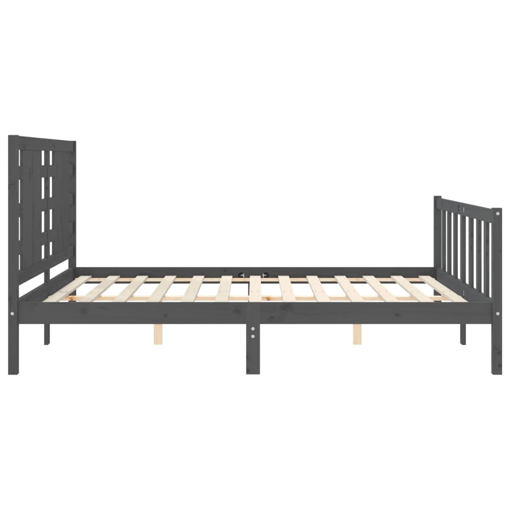 vidaXL Bed Frame without Mattress Grey King Size Solid Wood Pine