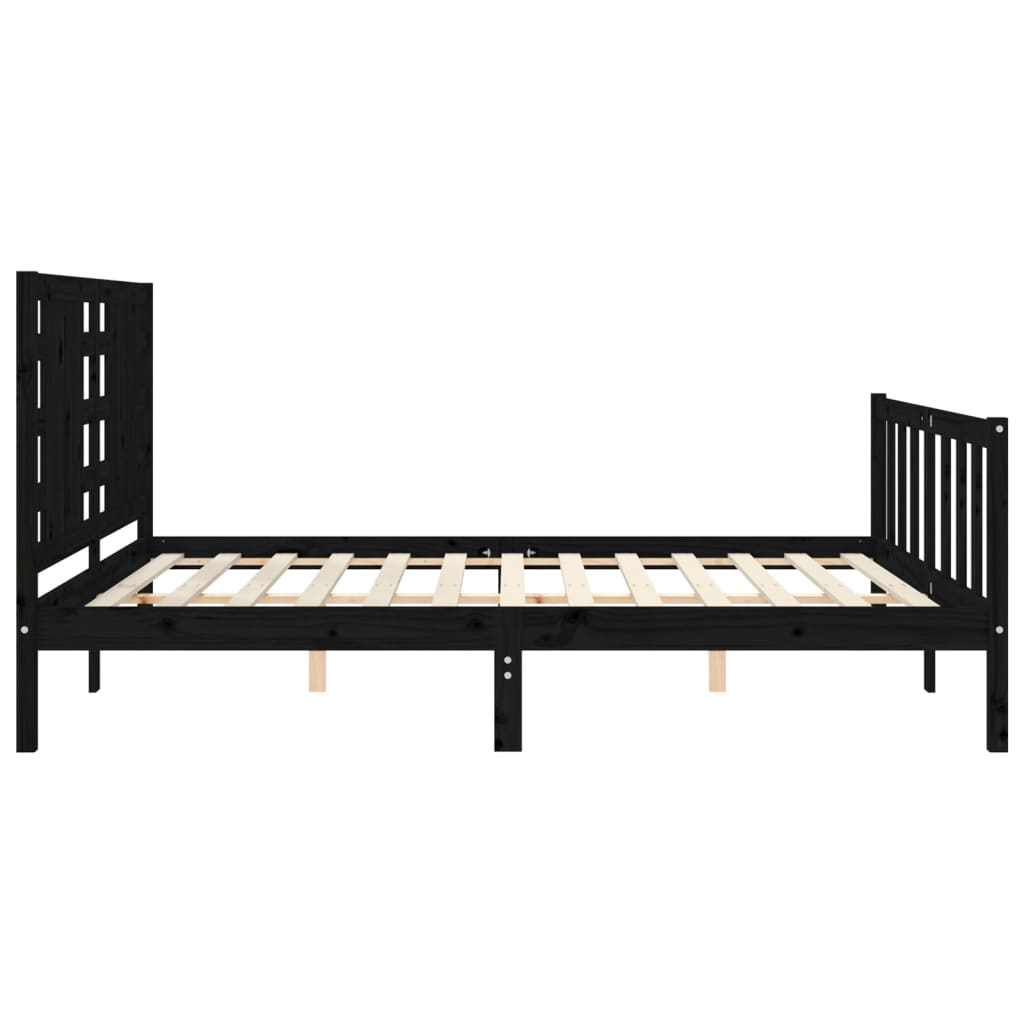 vidaXL Bed Frame without Mattress Black King Size Solid Wood Pine