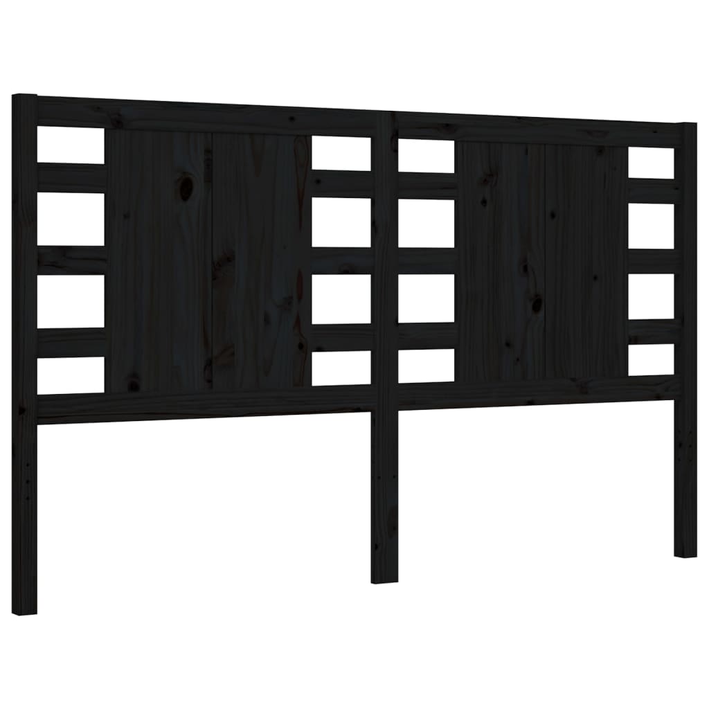 vidaXL Bed Frame without Mattress Black King Size Solid Wood Pine