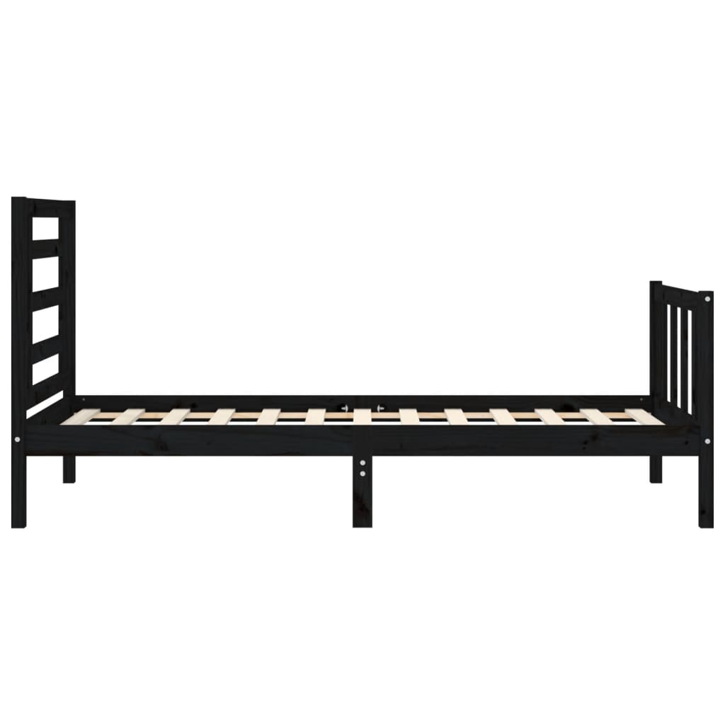 vidaXL Bed Frame without Mattress Black Small Single Solid Wood Pine