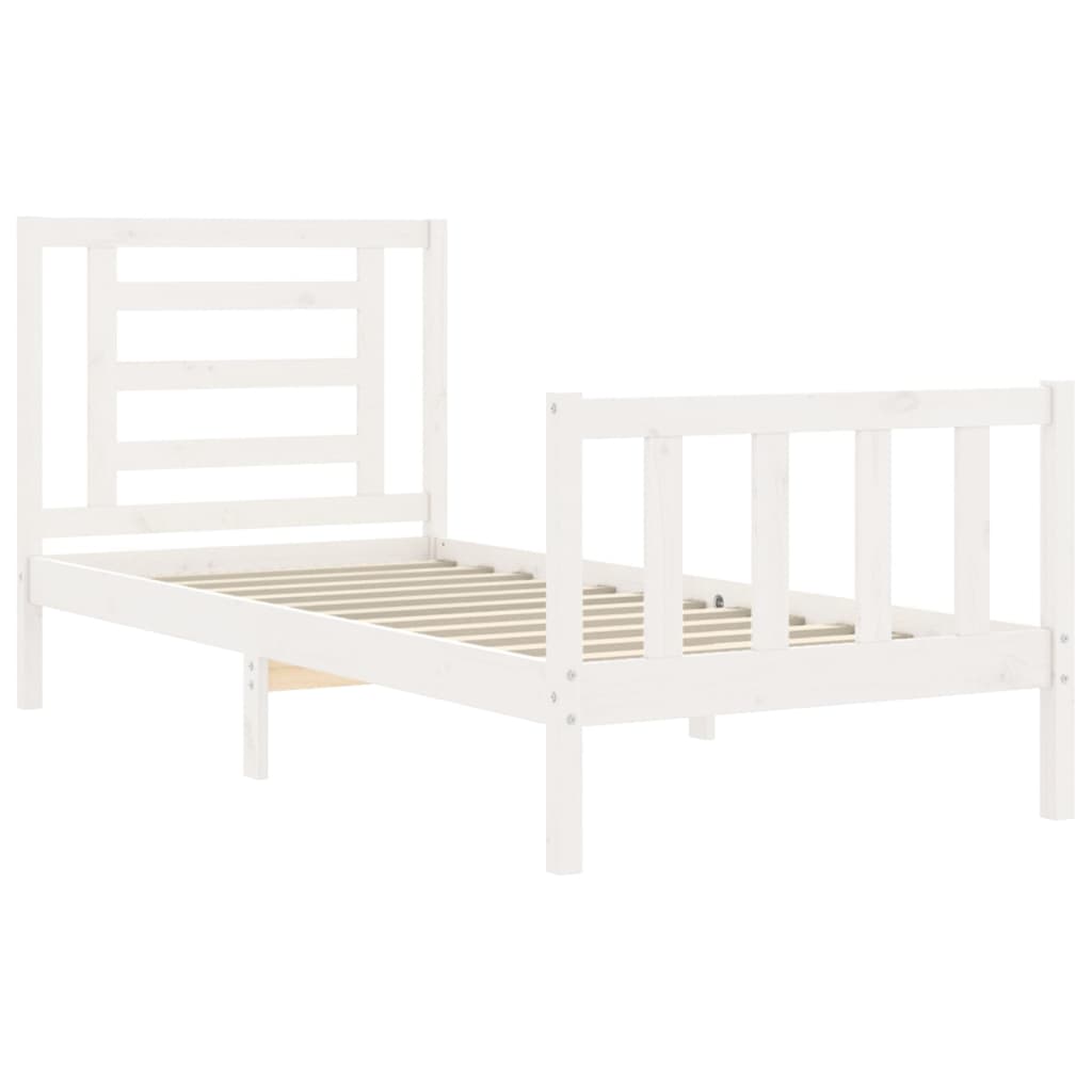 vidaXL Bed Frame without Mattress White Single Solid Wood Pine