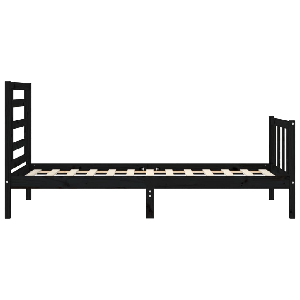 vidaXL Bed Frame without Mattress Black Single Solid Wood Pine