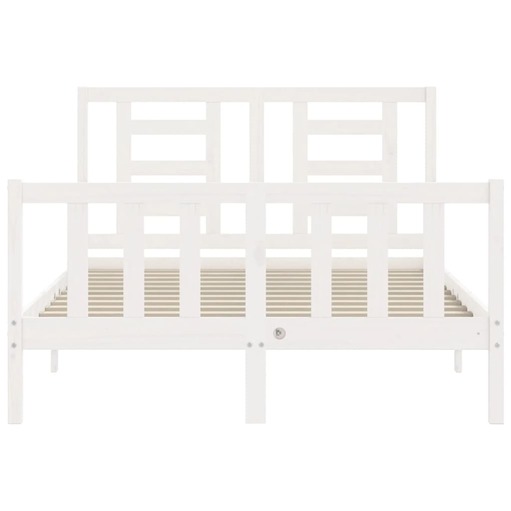 vidaXL Bed Frame without Mattress White Small Double Solid Wood Pine