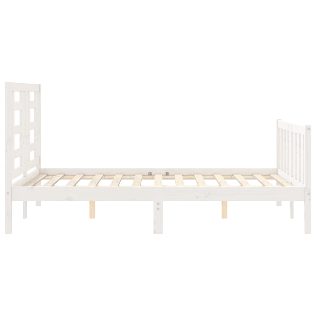 vidaXL Bed Frame without Mattress White Small Double Solid Wood Pine