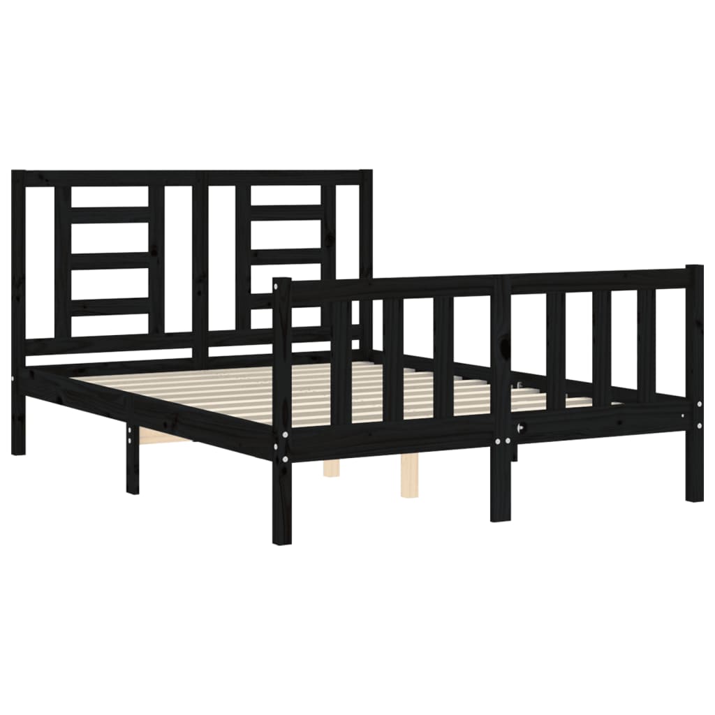 vidaXL Bed Frame without Mattress Black Small Double Solid Wood Pine