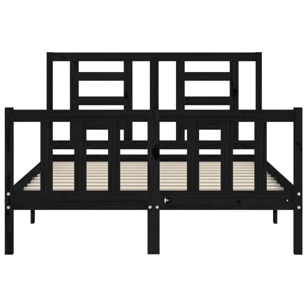 vidaXL Bed Frame without Mattress Black Small Double Solid Wood Pine