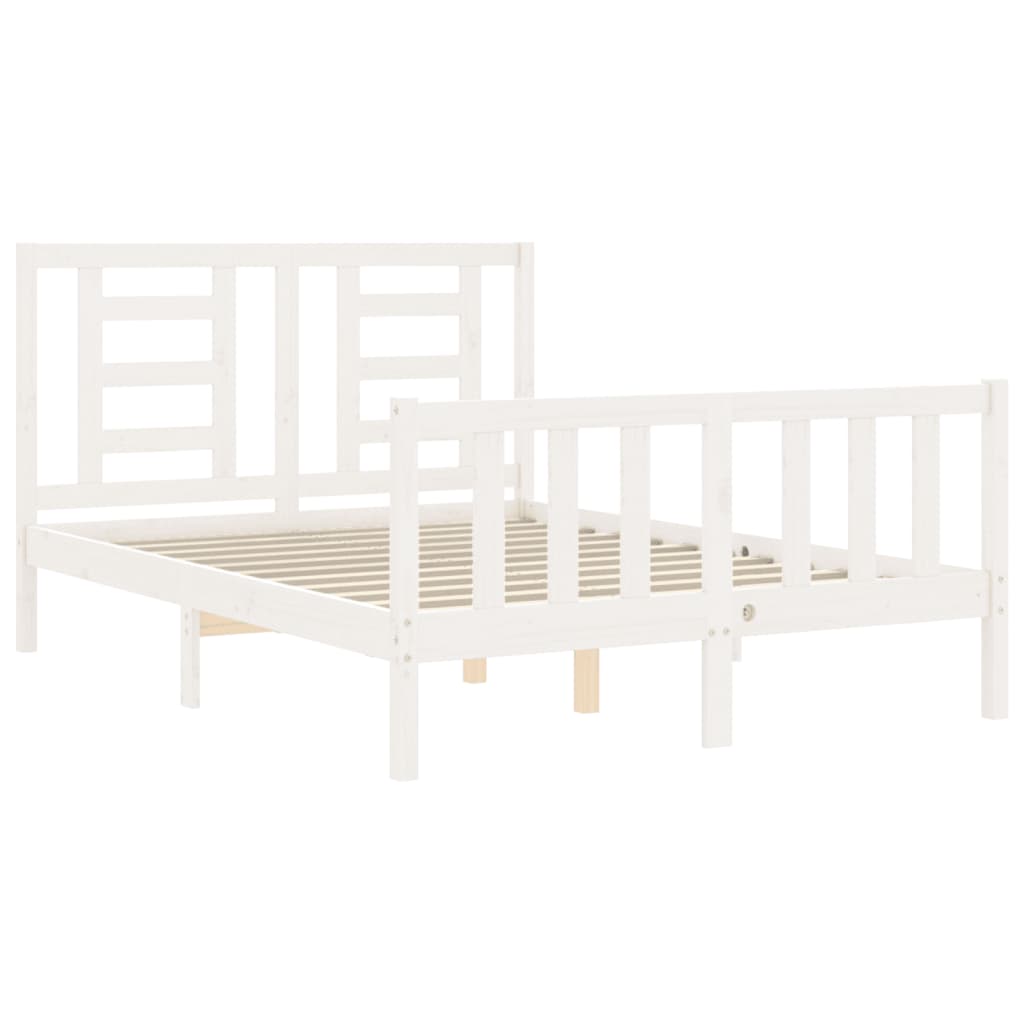 vidaXL Bed Frame without Mattress White Double Solid Wood Pine