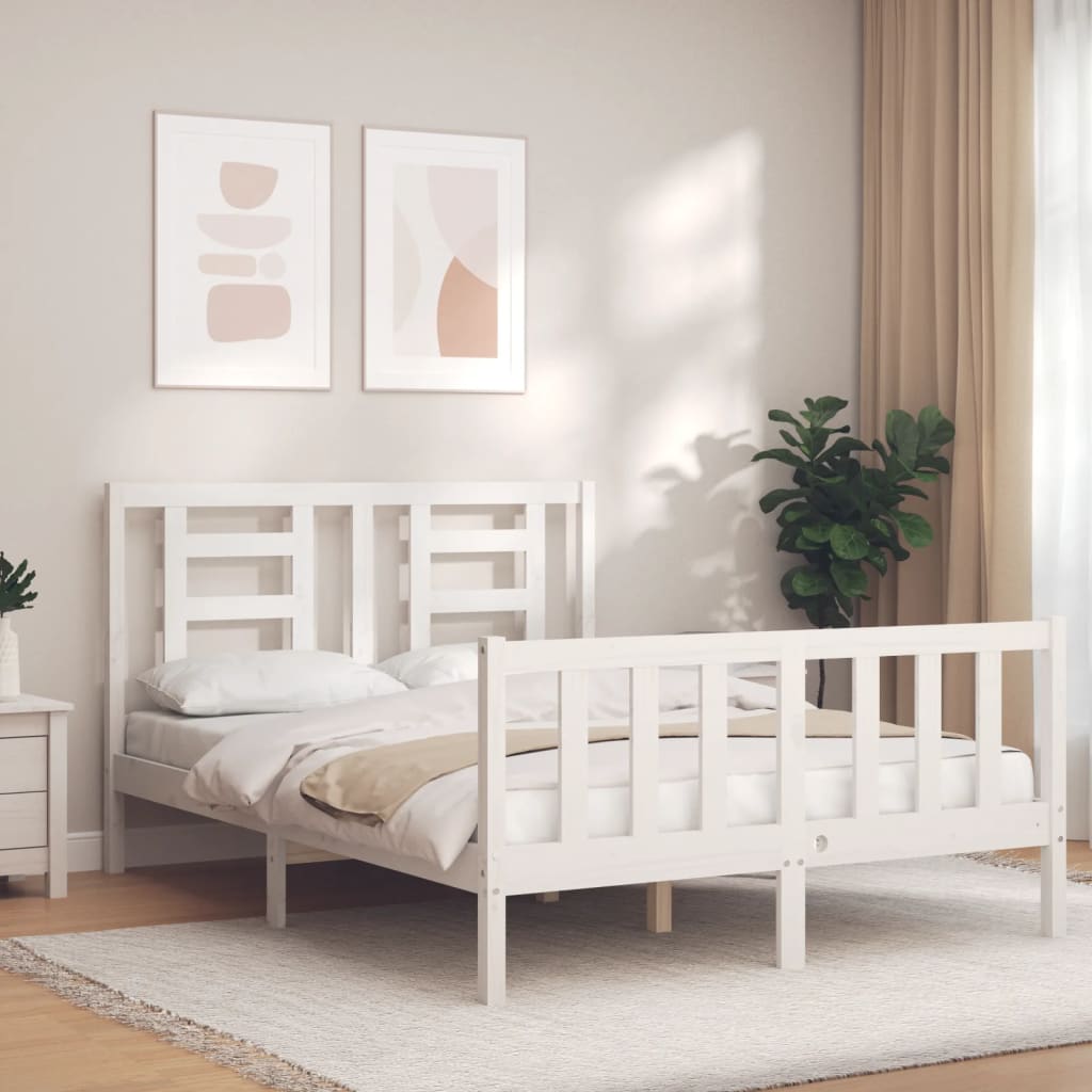 vidaXL Bed Frame without Mattress White 140x190 cm Solid Wood Pine