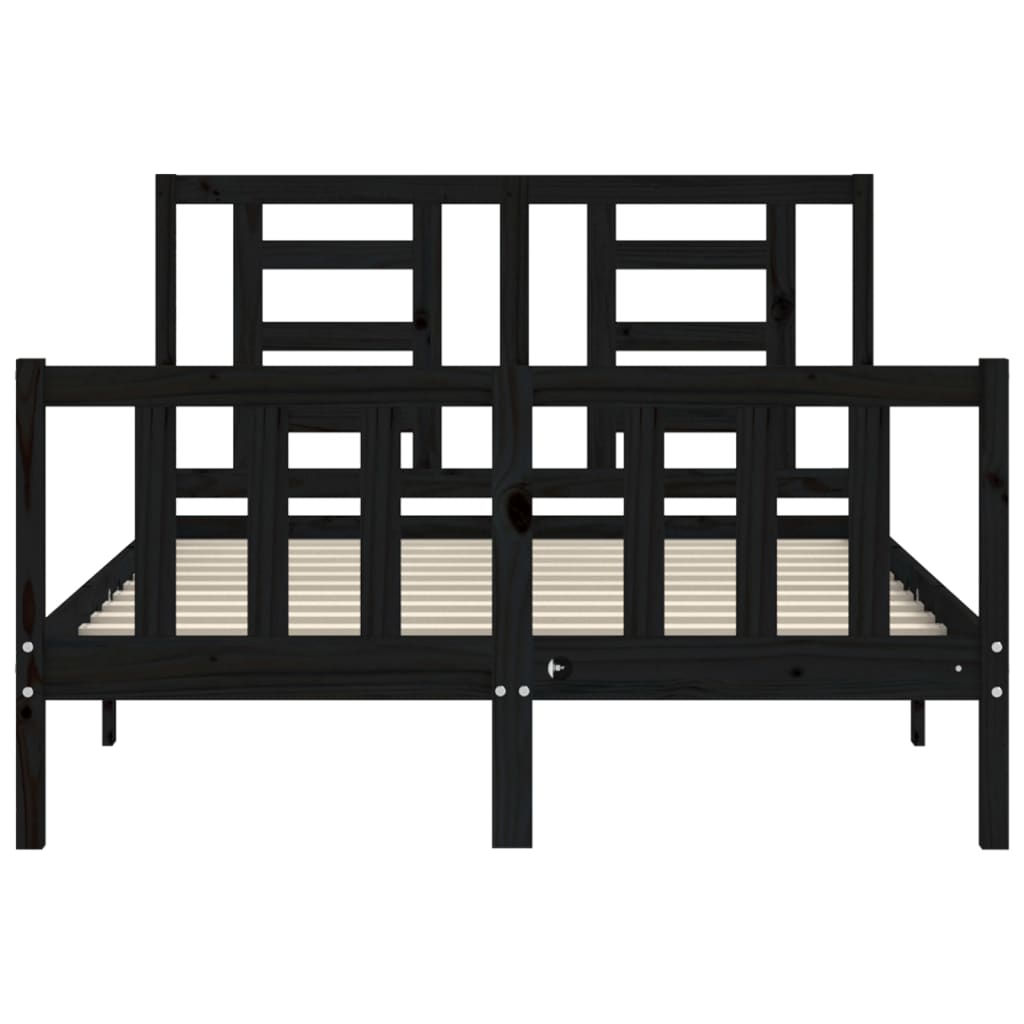 vidaXL Bed Frame without Mattress Black 140x190 cm Solid Wood Pine