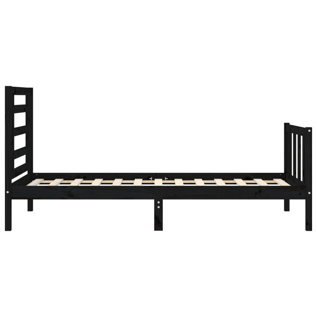 vidaXL Bed Frame without Mattress Black 90x200 cm Solid Wood Pine