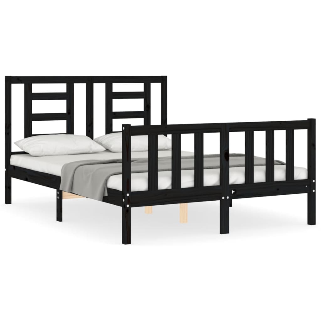 vidaXL Bed Frame without Mattress Black 120x200 cm Solid Wood Pine