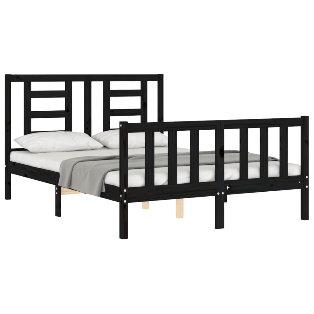 vidaXL Bed Frame without Mattress Black 120x200 cm Solid Wood Pine