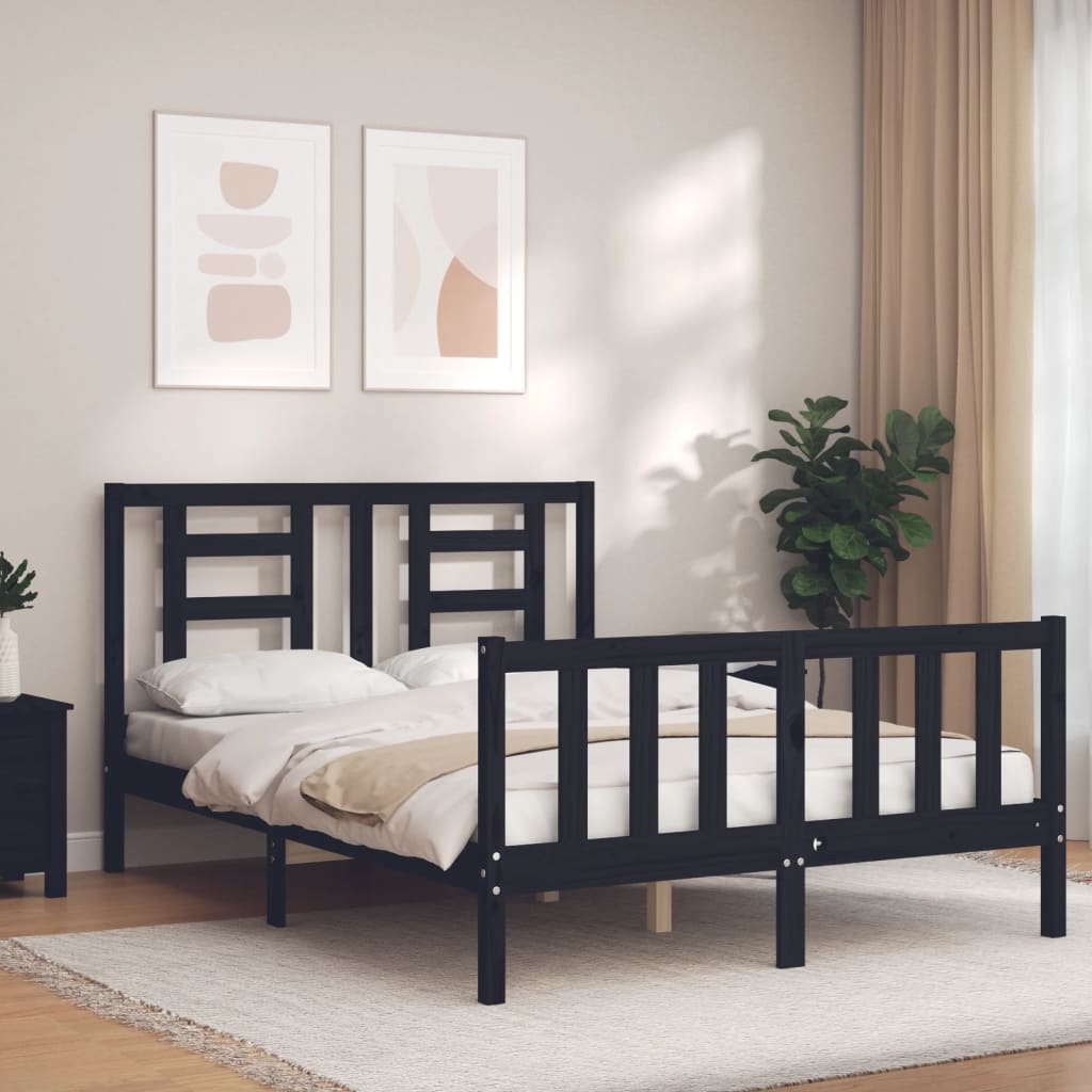 vidaXL Bed Frame without Mattress Black 120x200 cm Solid Wood Pine