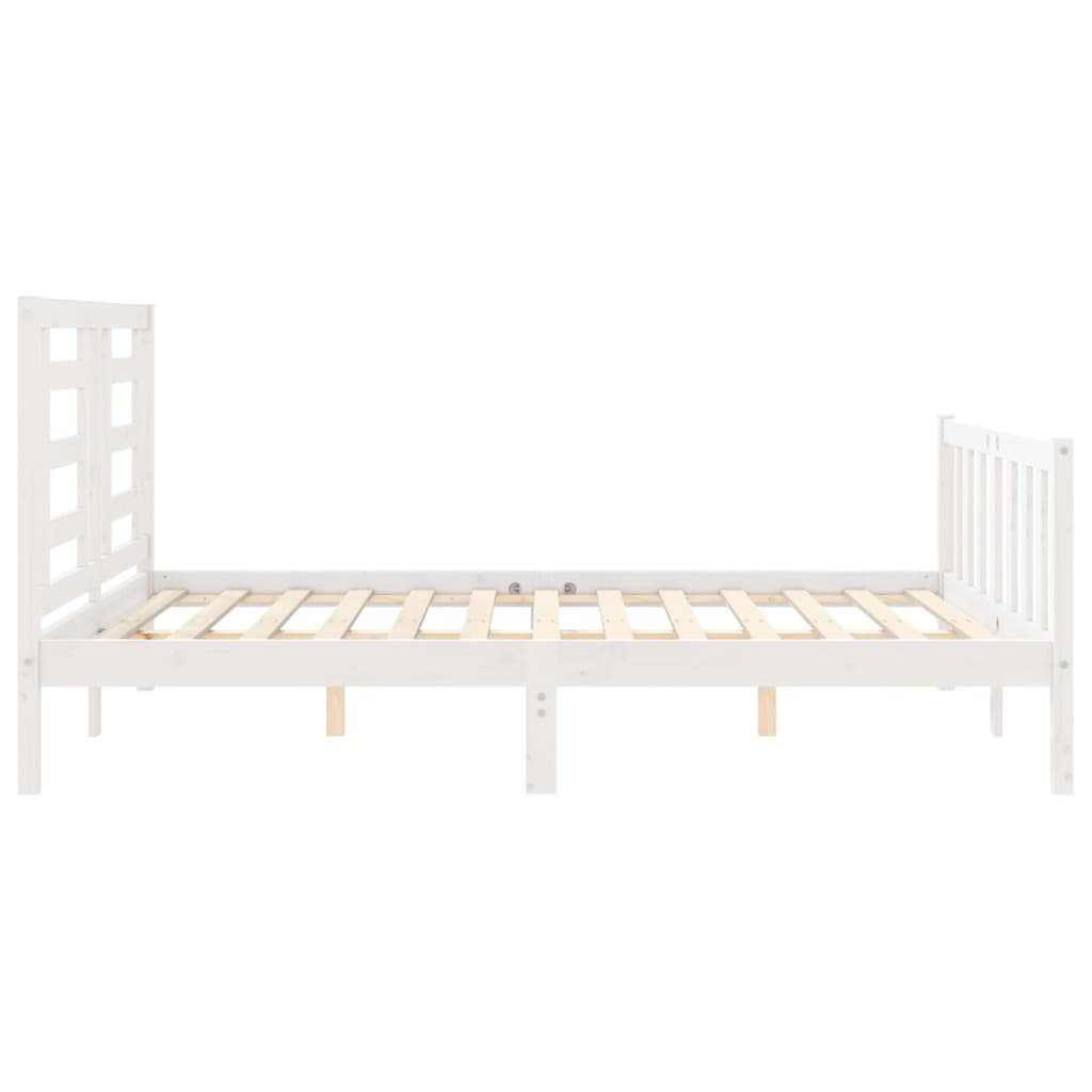 vidaXL Bed Frame without Mattress White King Size Solid Wood Pine