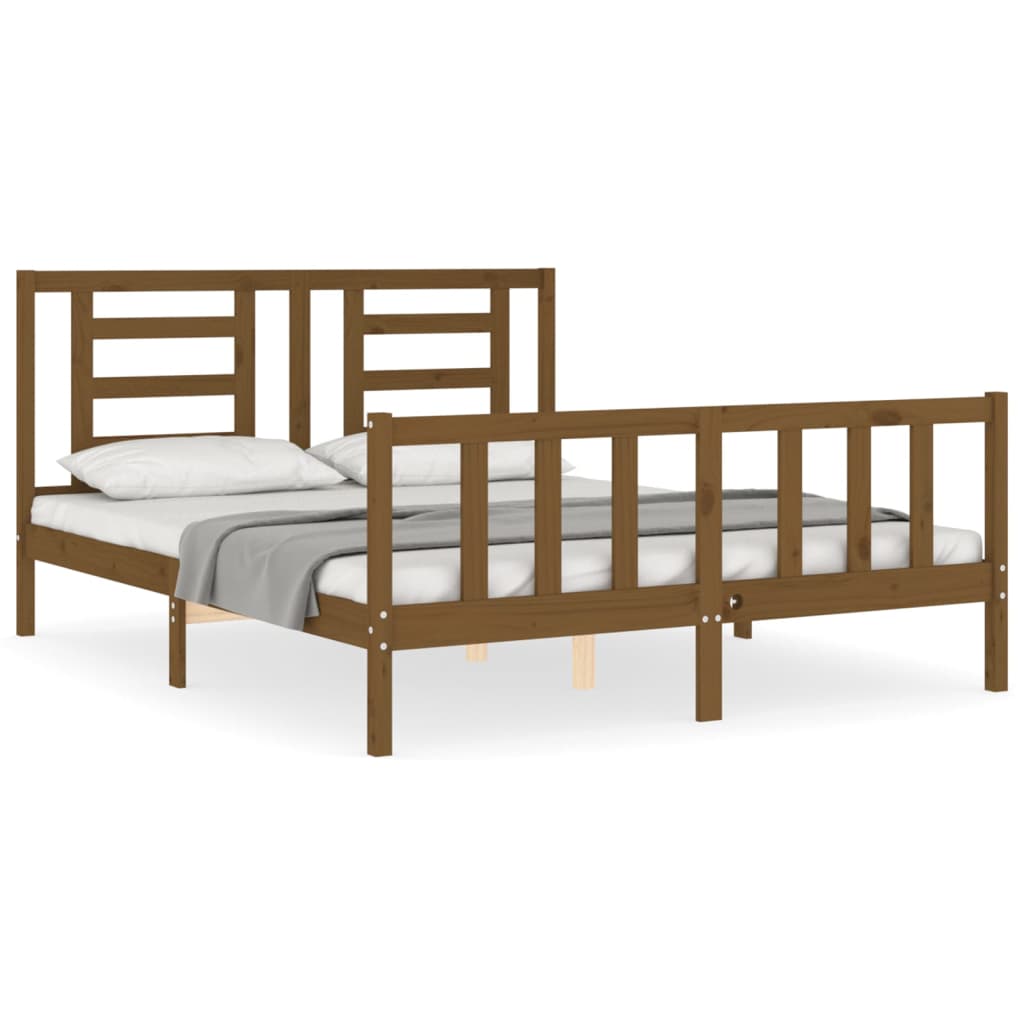 vidaXL Bed Frame without Mattress Honey Brown King Size Solid Wood Pine