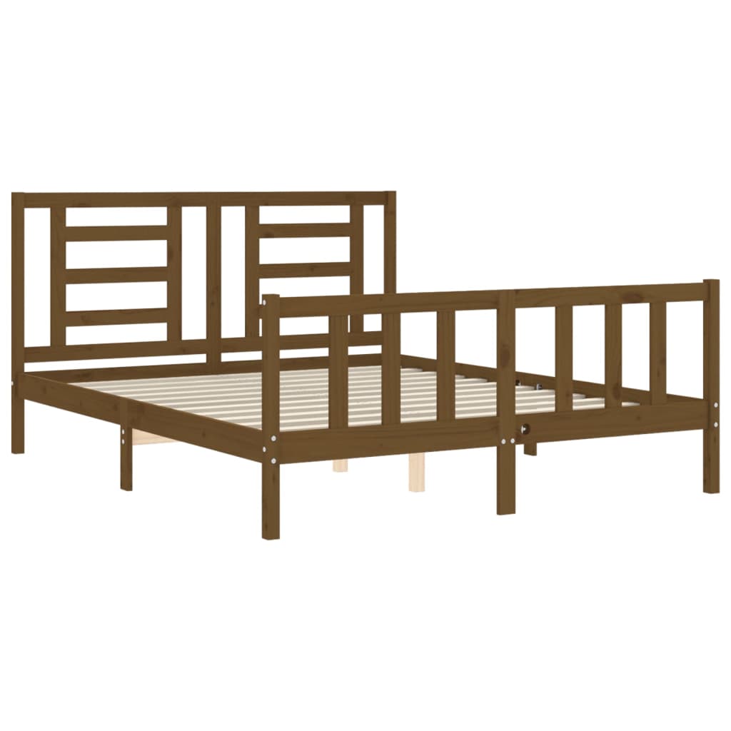 vidaXL Bed Frame without Mattress Honey Brown King Size Solid Wood Pine