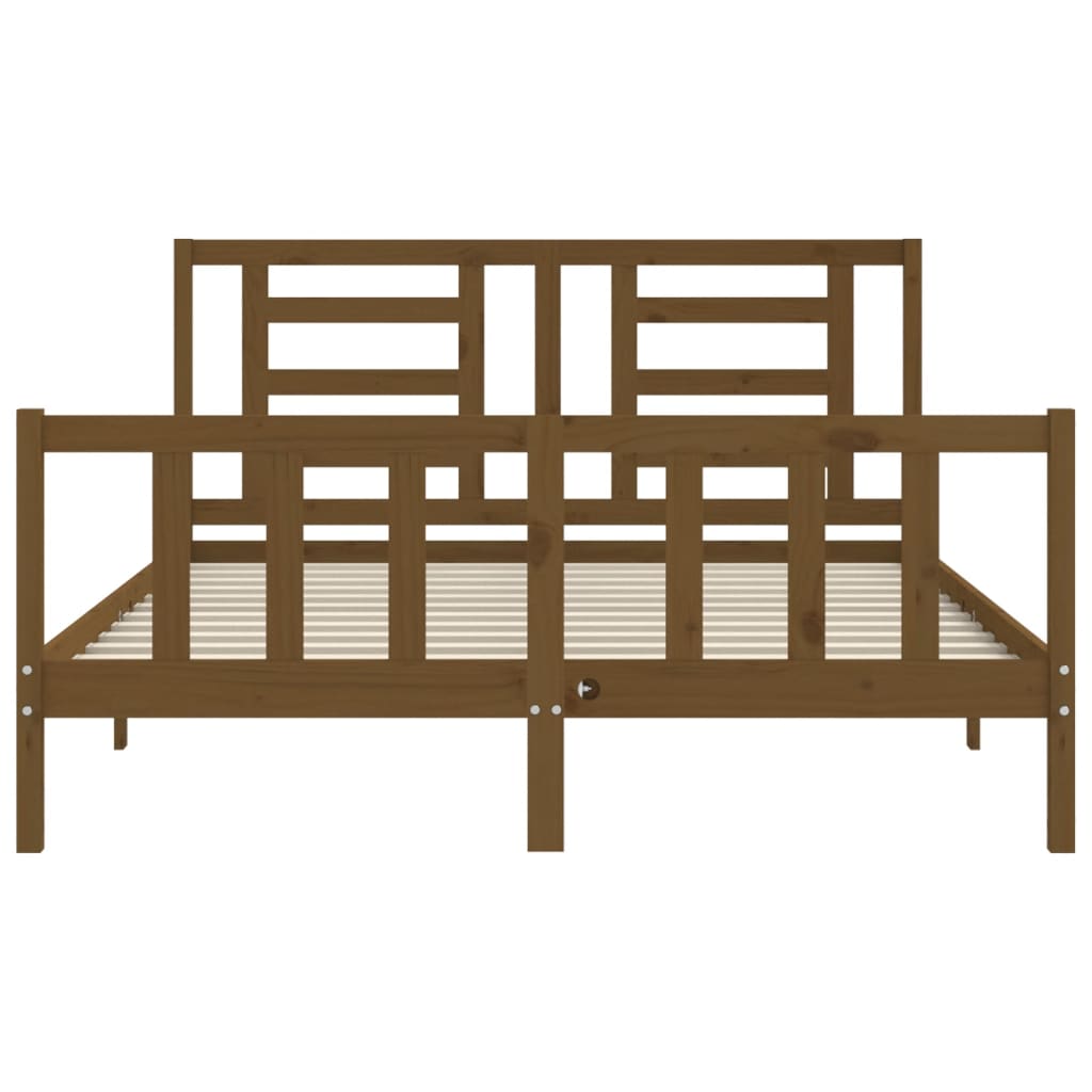 vidaXL Bed Frame without Mattress Honey Brown King Size Solid Wood Pine