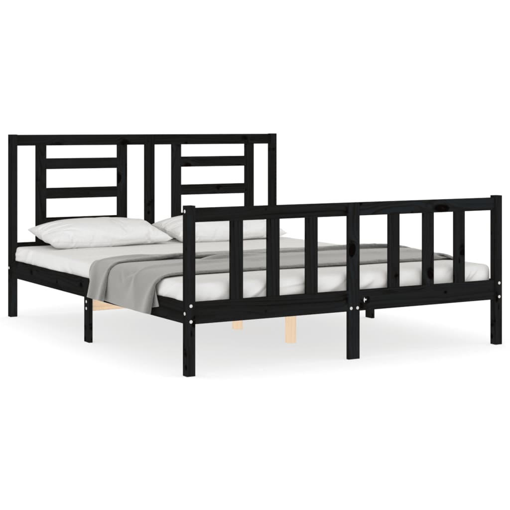 vidaXL Bed Frame without Mattress Black 160x200 cm Solid Wood Pine