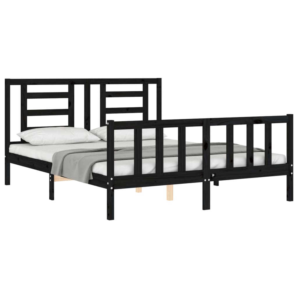 vidaXL Bed Frame without Mattress Black 160x200 cm Solid Wood Pine