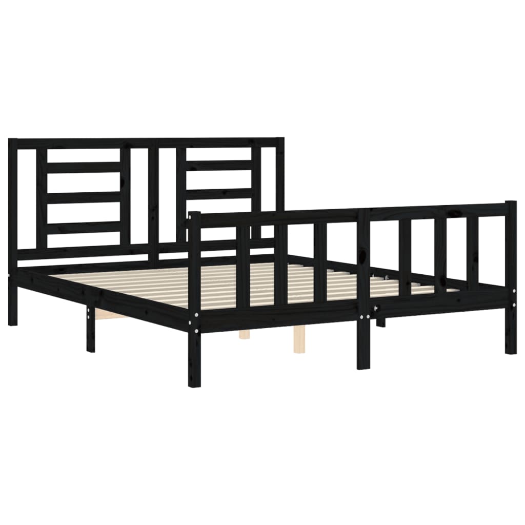 vidaXL Bed Frame without Mattress Black 160x200 cm Solid Wood Pine