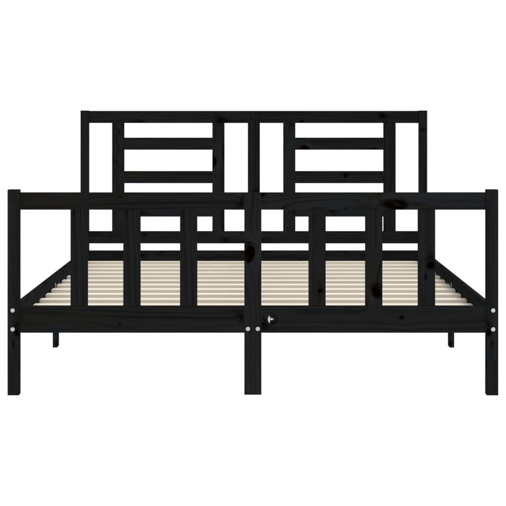 vidaXL Bed Frame without Mattress Black 160x200 cm Solid Wood Pine