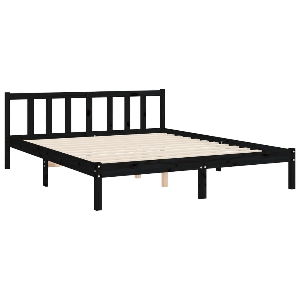 vidaXL Bed Frame without Mattress Black 160x200 cm Solid Wood Pine