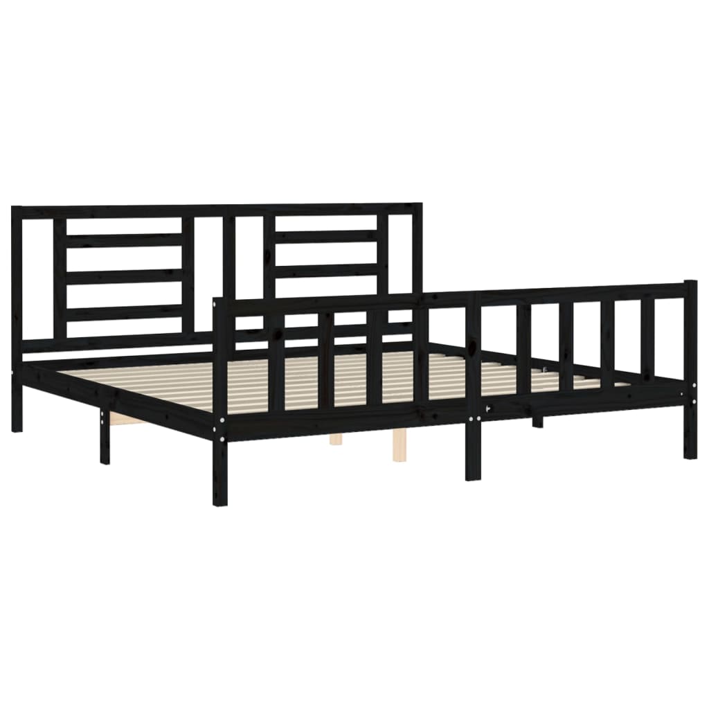 vidaXL Bed Frame without Mattress Black Super King Size Solid Wood Pine