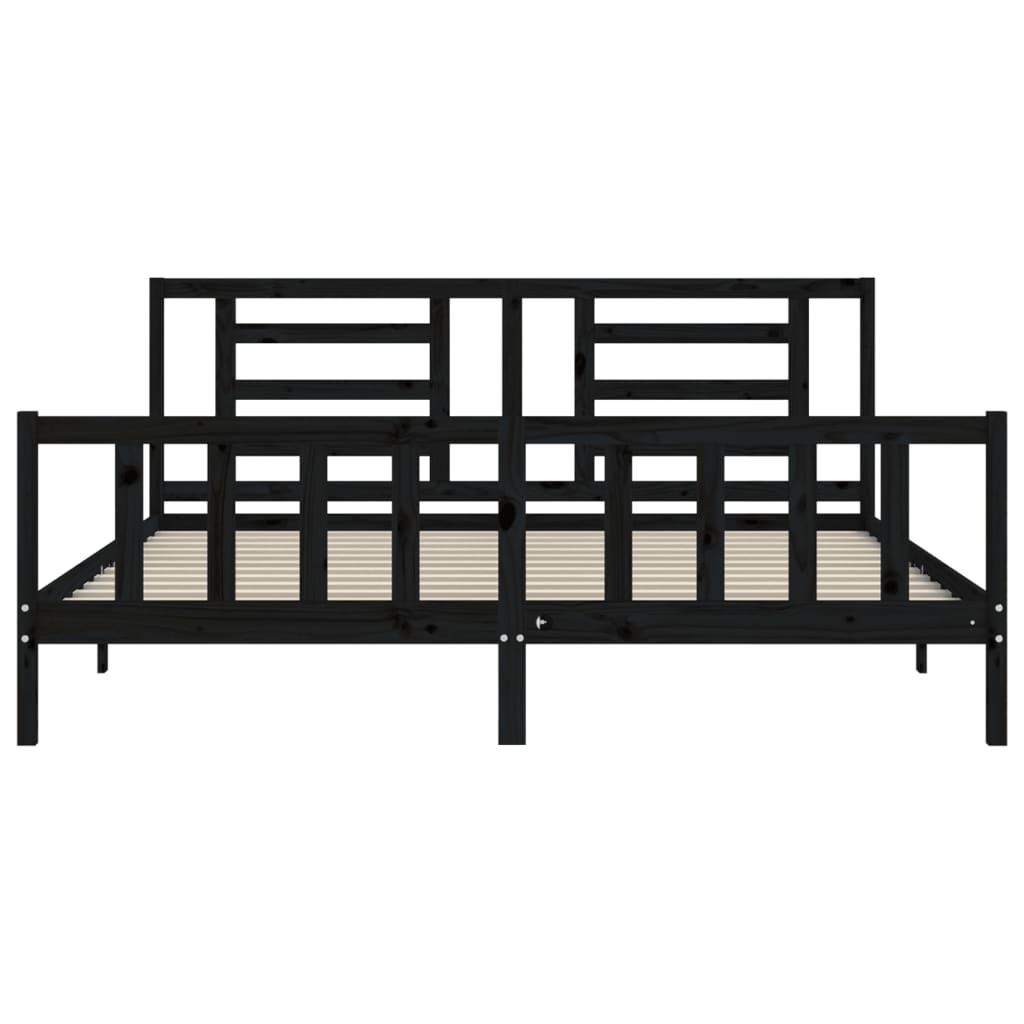 vidaXL Bed Frame without Mattress Black Super King Size Solid Wood Pine