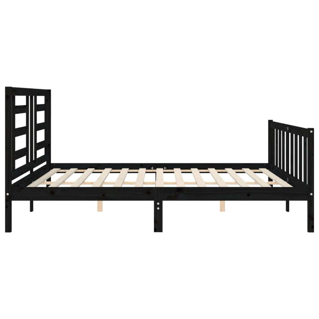 vidaXL Bed Frame without Mattress Black Super King Size Solid Wood Pine