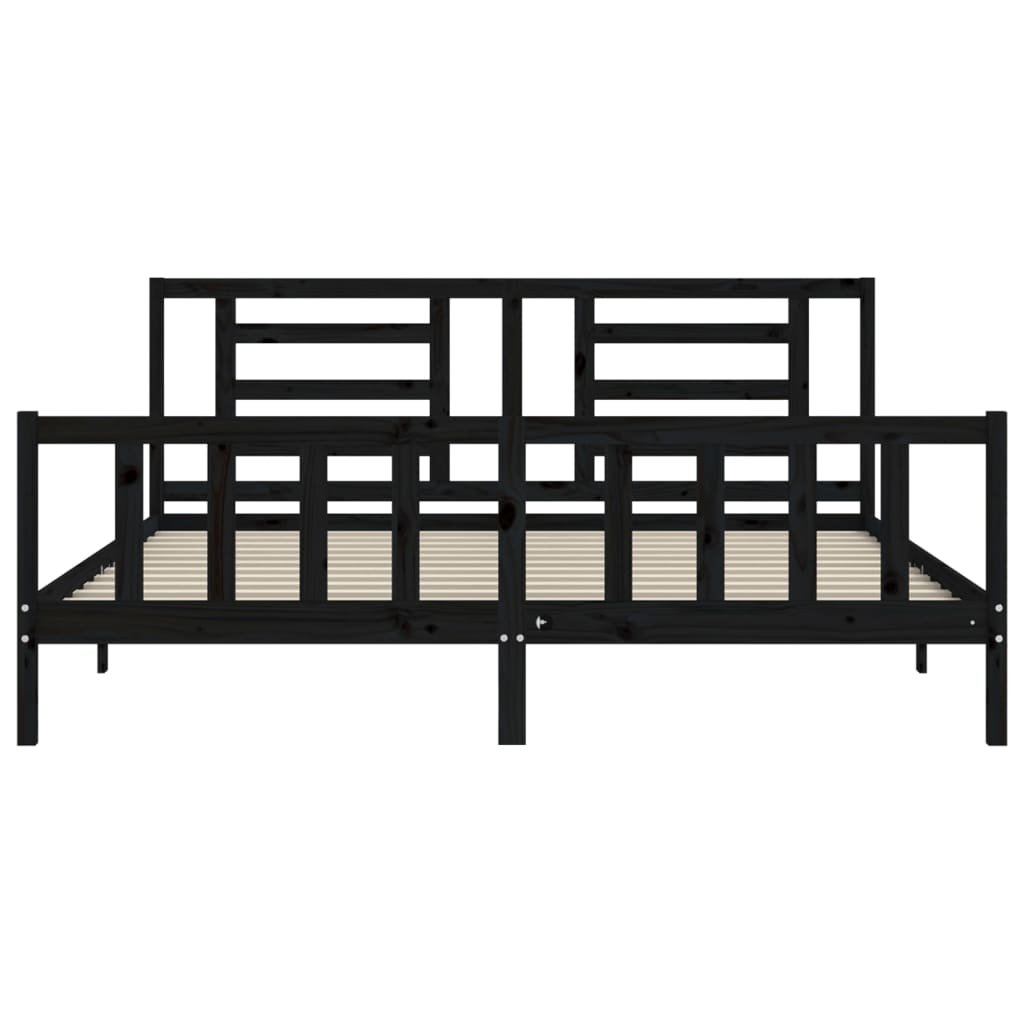 vidaXL Bed Frame without Mattress Black 200x200 cm Solid Wood Pine