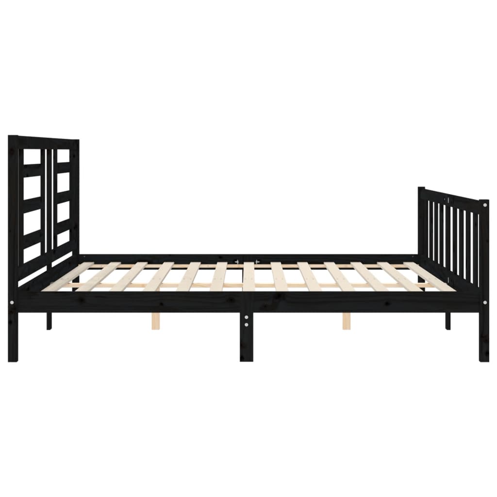 vidaXL Bed Frame without Mattress Black 200x200 cm Solid Wood Pine