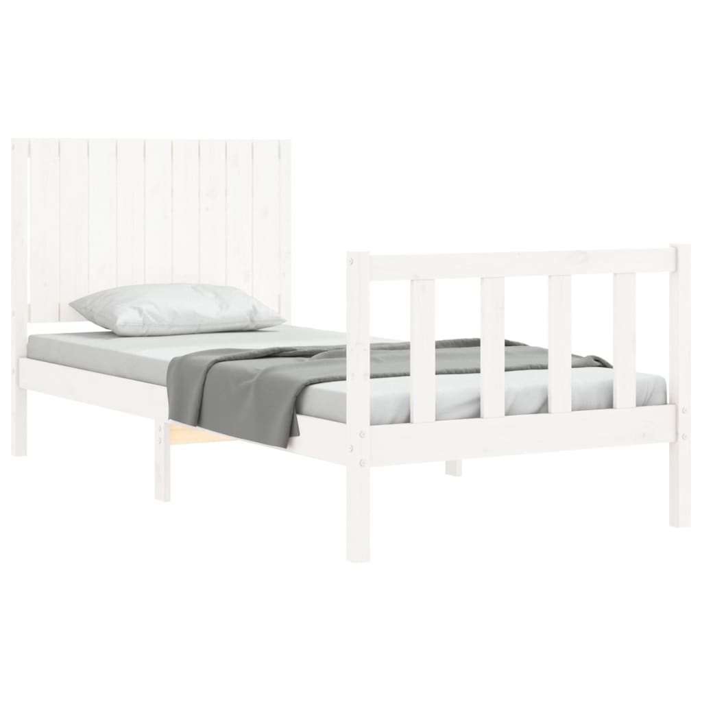 vidaXL Bed Frame without Mattress White Single Solid Wood Pine