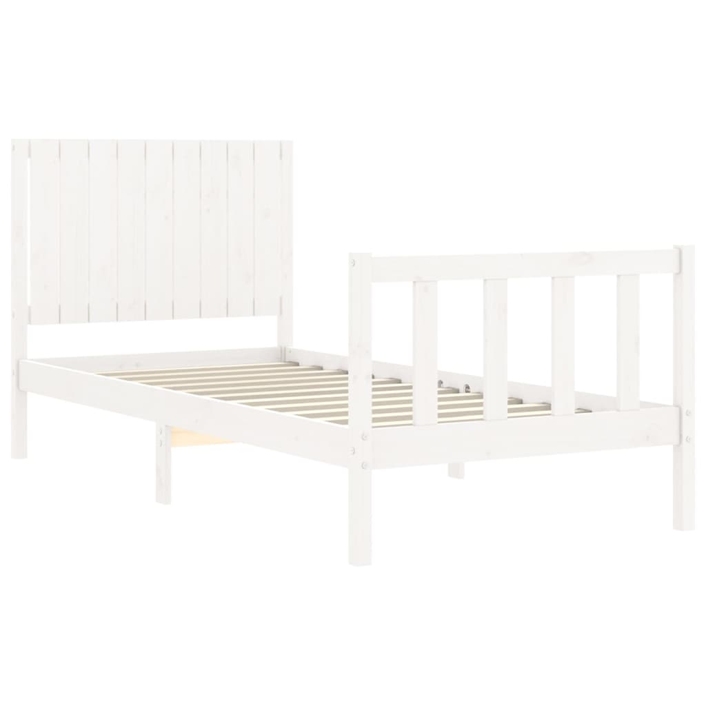 vidaXL Bed Frame without Mattress White Single Solid Wood Pine