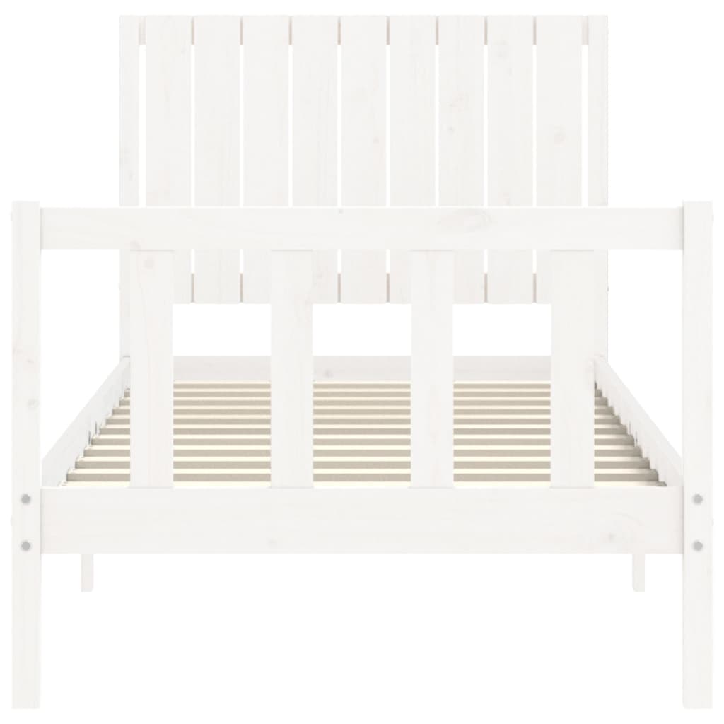 vidaXL Bed Frame without Mattress White Single Solid Wood Pine