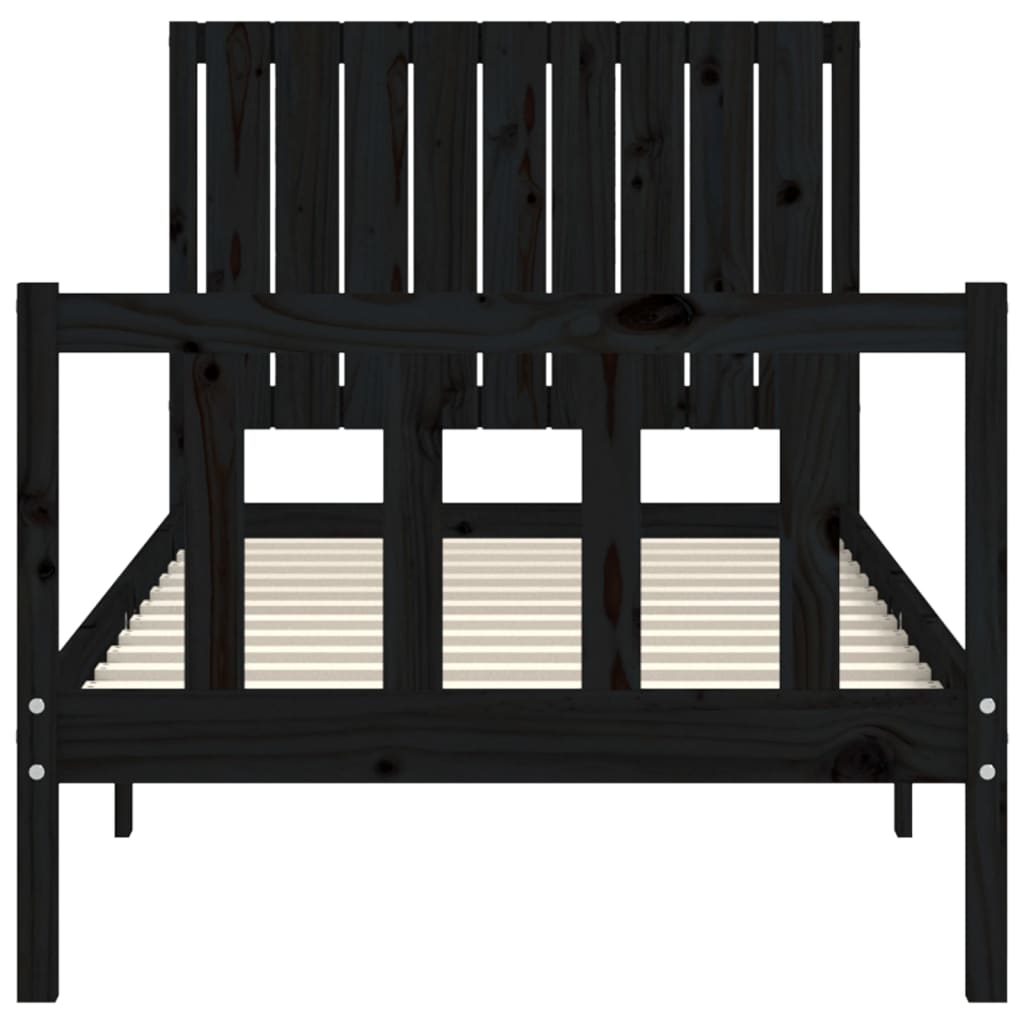 vidaXL Bed Frame without Mattress Black Single Solid Wood Pine