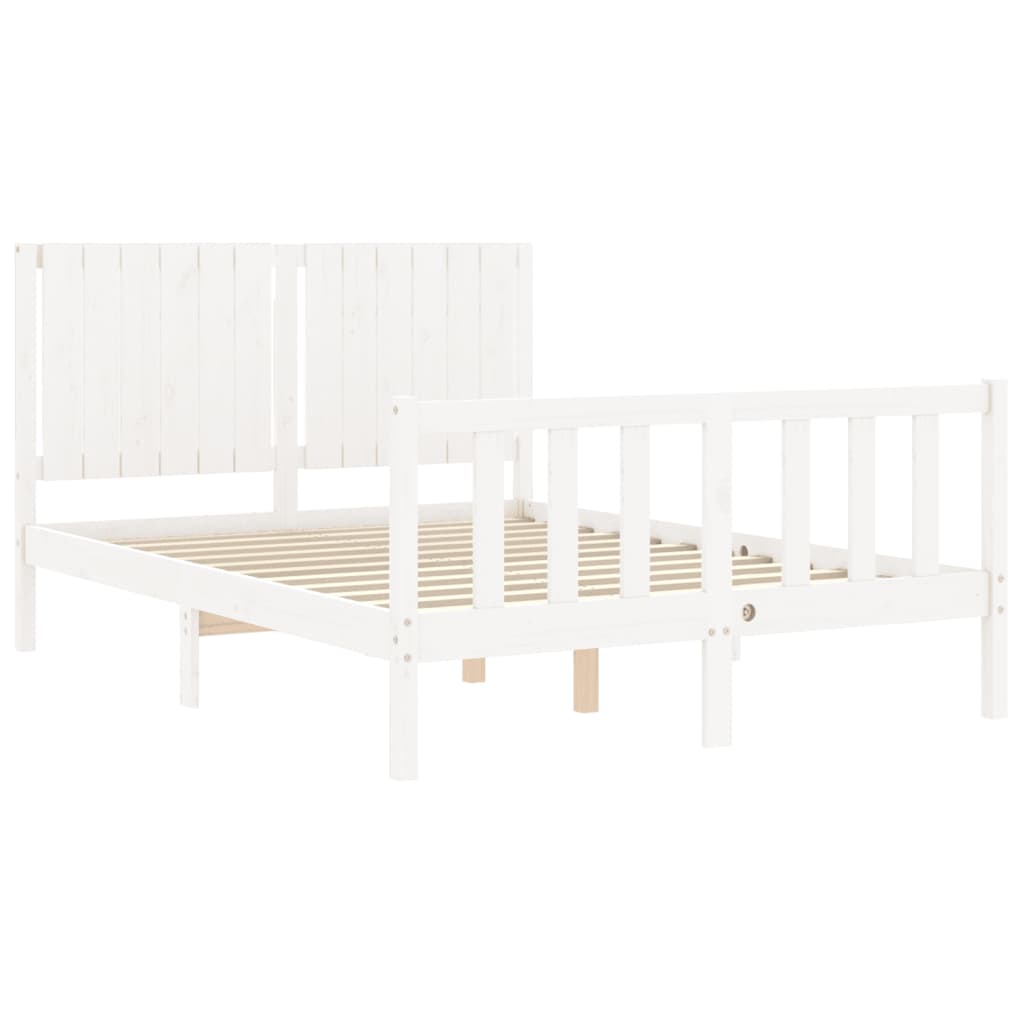 vidaXL Bed Frame without Mattress White Double Solid Wood Pine