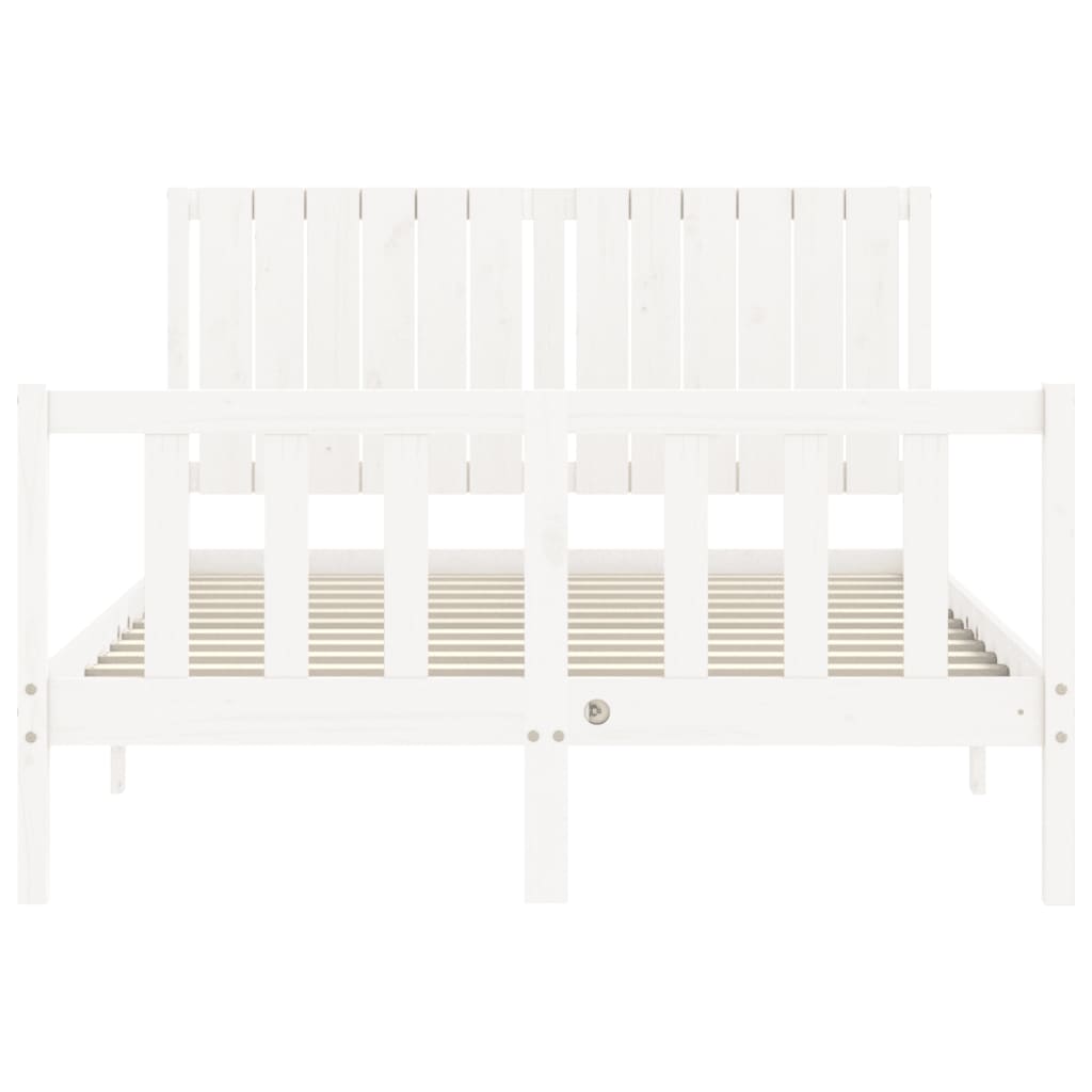 vidaXL Bed Frame without Mattress White Double Solid Wood Pine