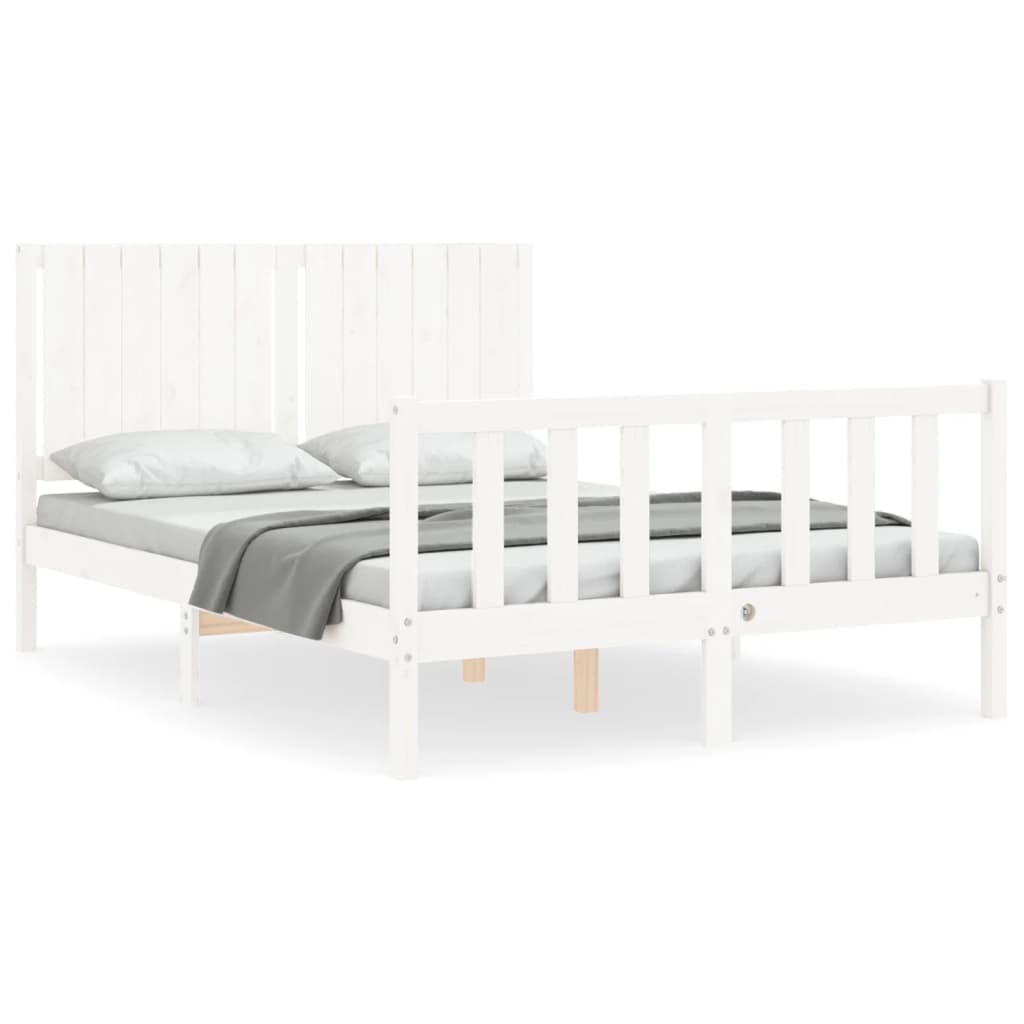 vidaXL Bed Frame without Mattress White 140x190 cm Solid Wood Pine