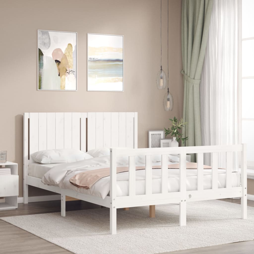 vidaXL Bed Frame without Mattress White 140x190 cm Solid Wood Pine