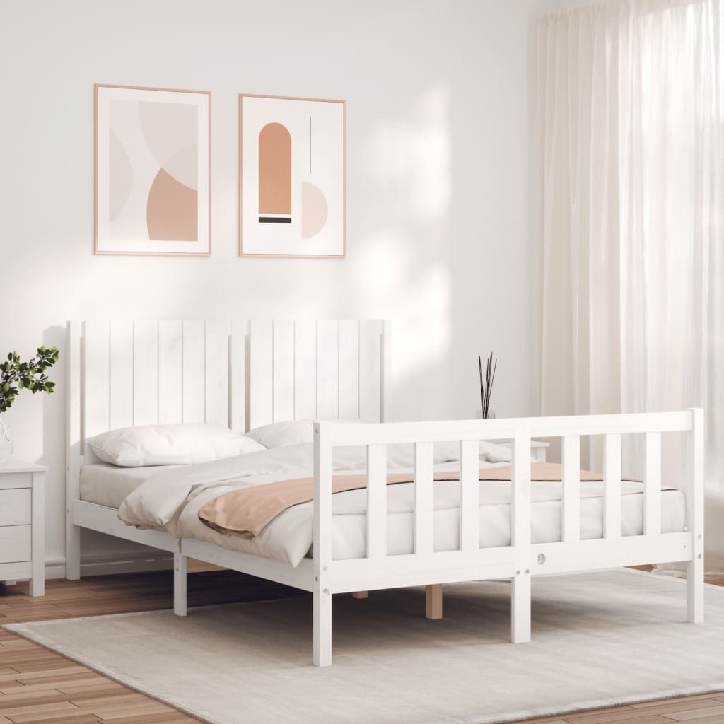 vidaXL Bed Frame without Mattress White 140x190 cm Solid Wood Pine