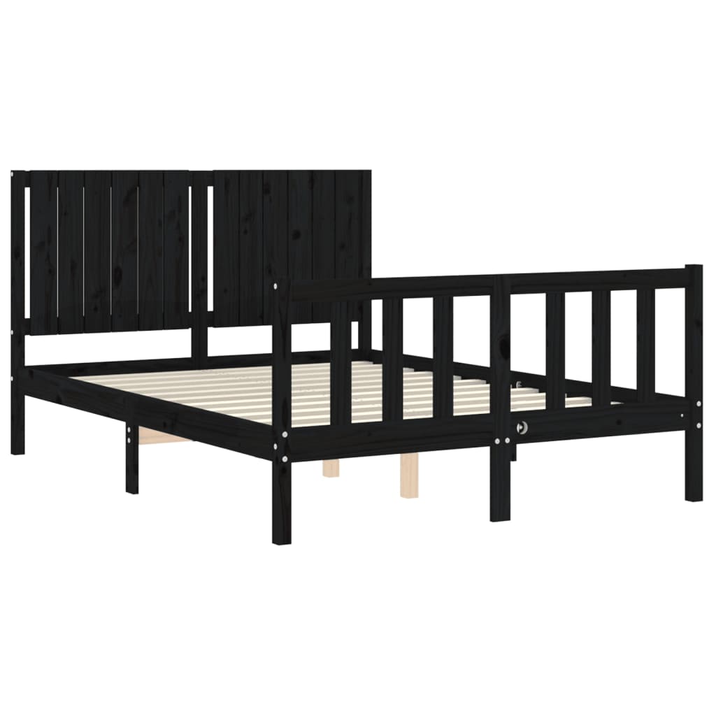 vidaXL Bed Frame without Mattress Black 140x190 cm Solid Wood Pine