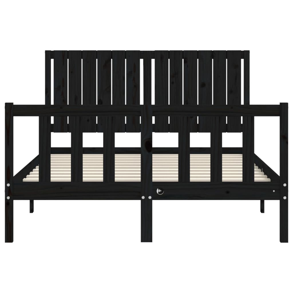 vidaXL Bed Frame without Mattress Black 140x190 cm Solid Wood Pine