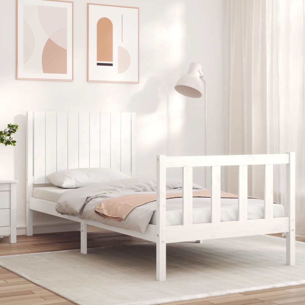 vidaXL Bed Frame without Mattress White 90x200 cm Solid Wood Pine