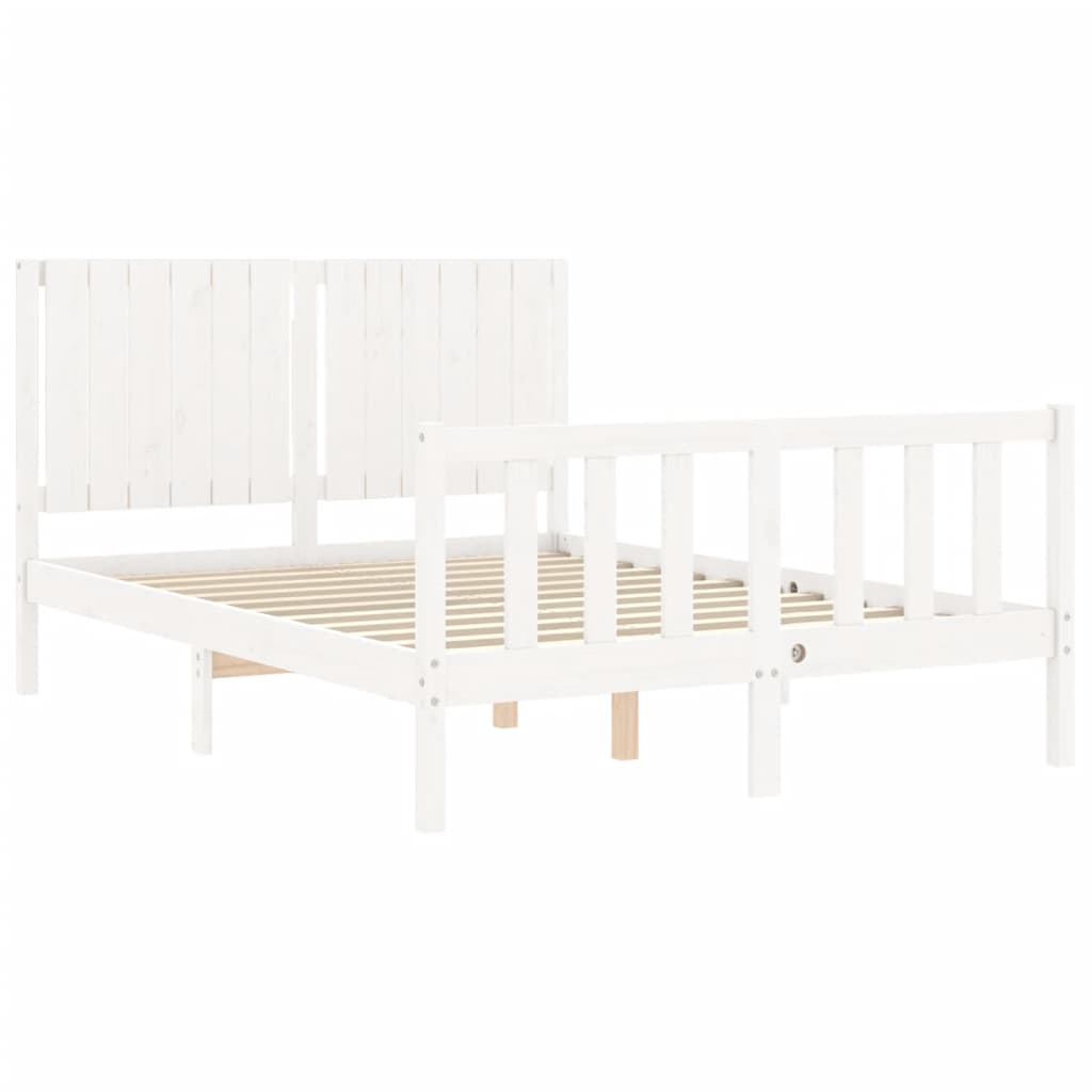 vidaXL Bed Frame without Mattress White 140x200 cm Solid Wood Pine