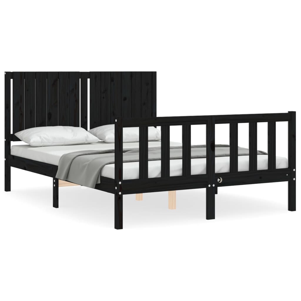 vidaXL Bed Frame without Mattress Black 140x200 cm Solid Wood Pine