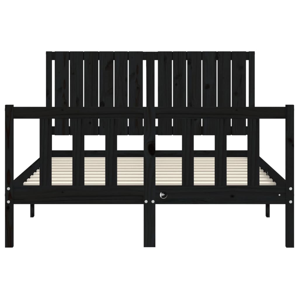 vidaXL Bed Frame without Mattress Black 140x200 cm Solid Wood Pine