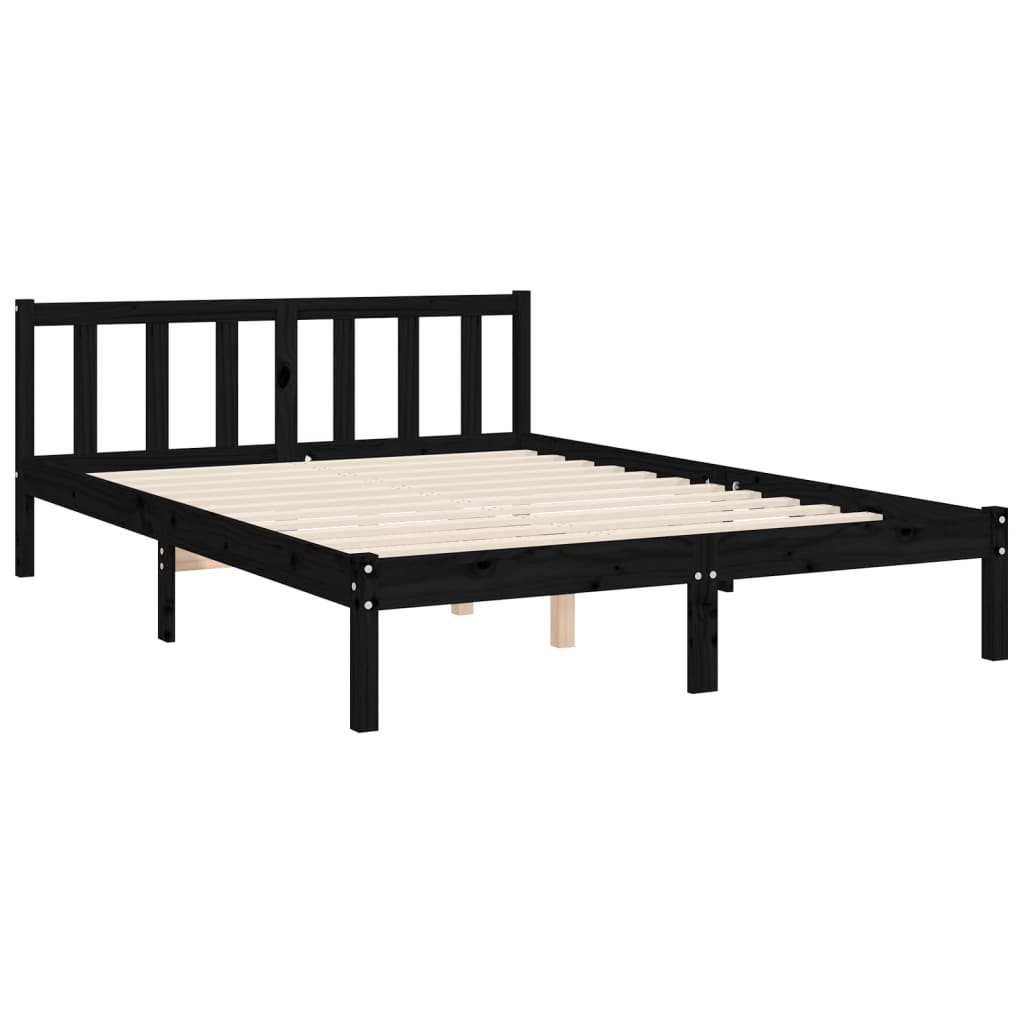 vidaXL Bed Frame without Mattress Black 140x200 cm Solid Wood Pine