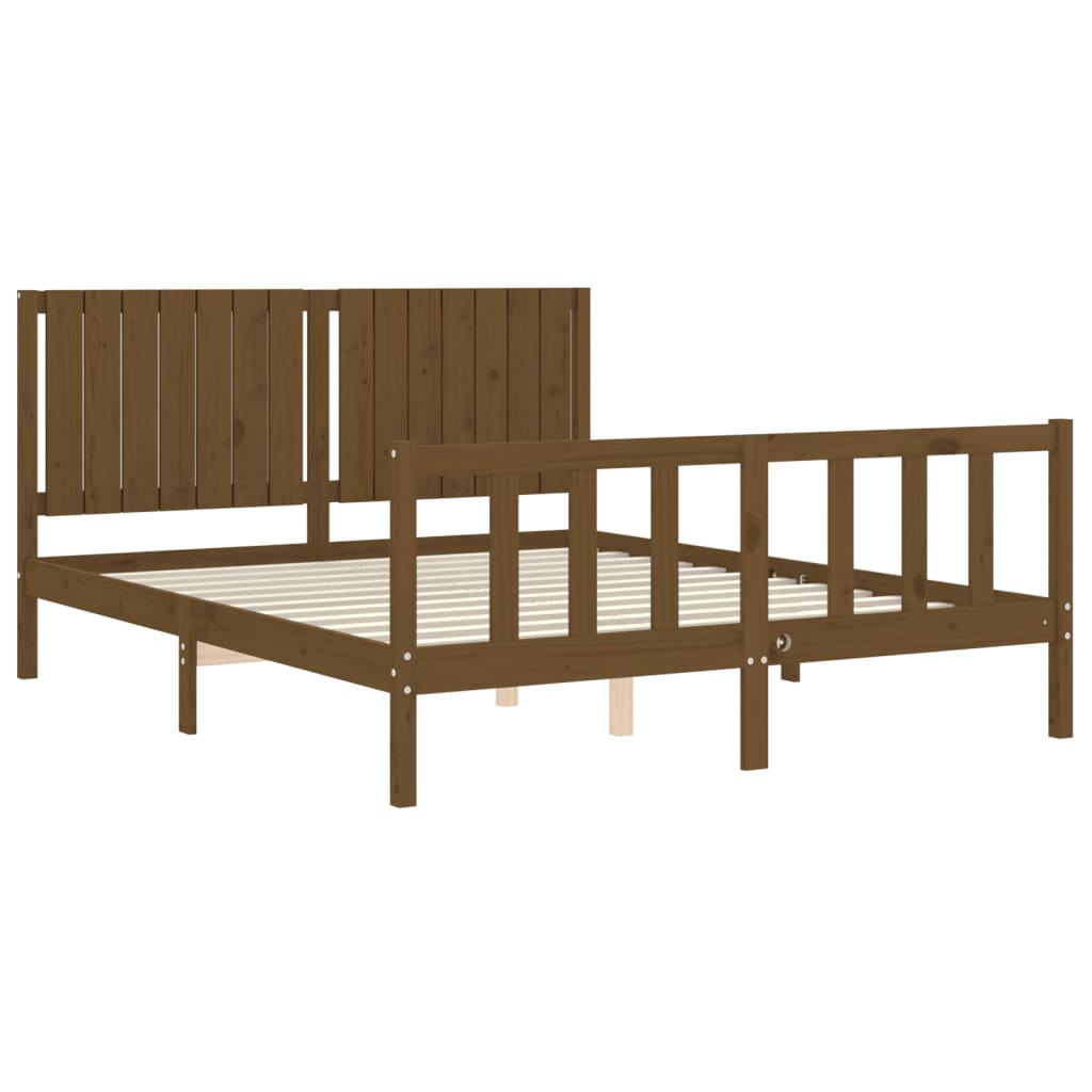 vidaXL Bed Frame without Mattress Honey Brown King Size Solid Wood Pine