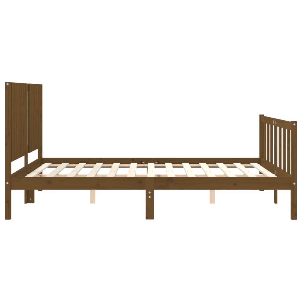 vidaXL Bed Frame without Mattress Honey Brown King Size Solid Wood Pine